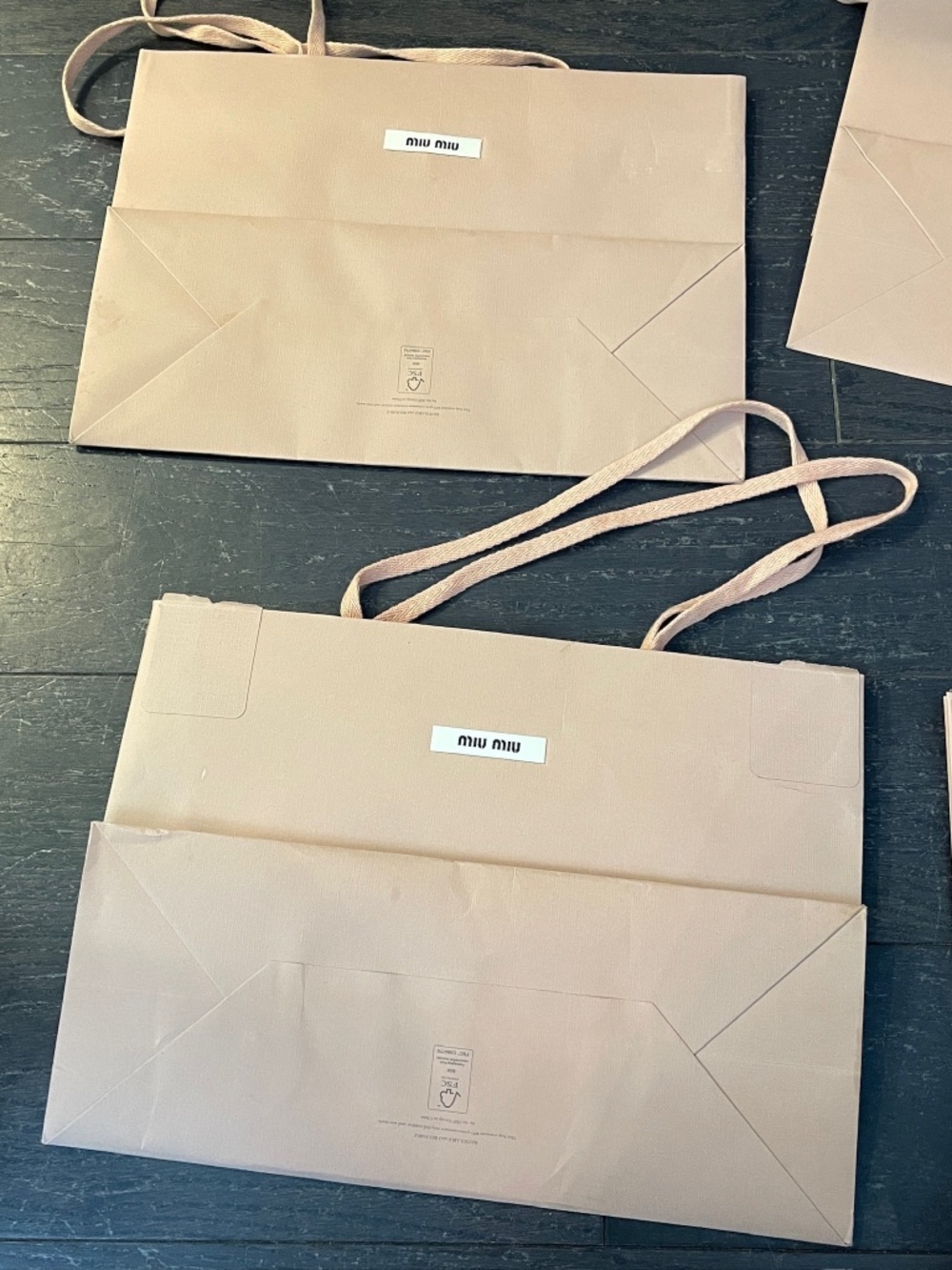Lot of 4 Miu Miu pink empty shopping bags with ribbon cards and tag - Picture 10 of 11